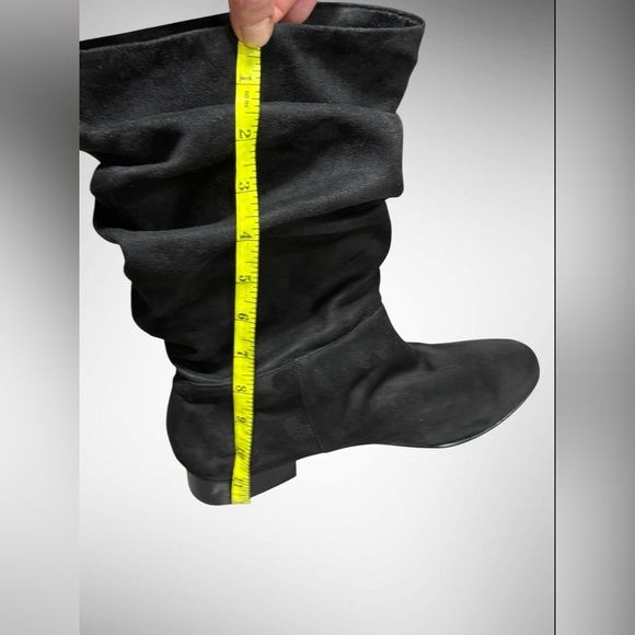 Womens Black Suede Slouchy Mid-Calf Boots Size 10M 3/4” Heel - Picture 14 of 15